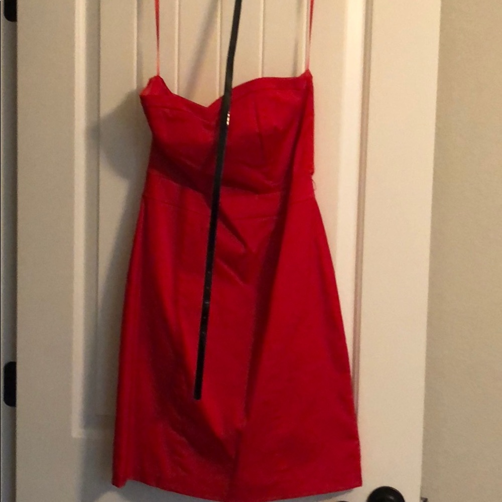 Strapless red dress